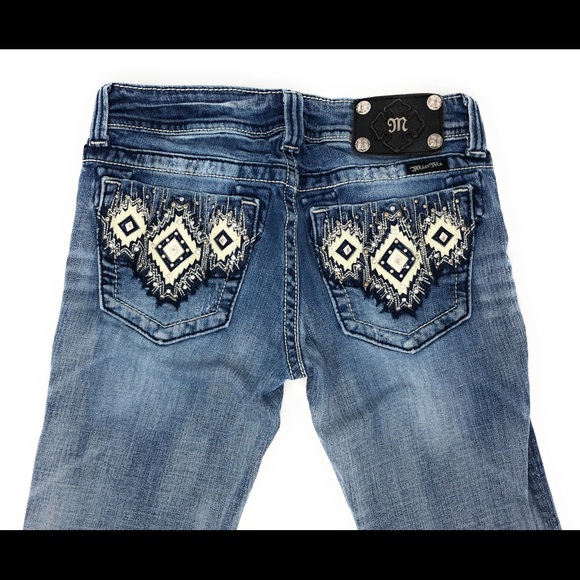 Miss Me jeans Aztec tribal destroyed  27x28 boot - Picture 3 of 8